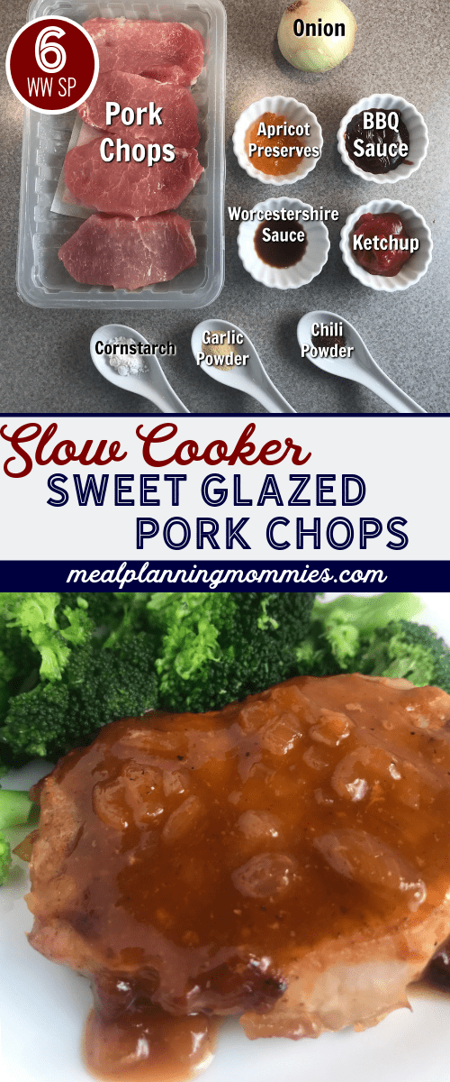 Slow Cooker Sweet Glazed Pork Chops on Meal Planning Mommies - Just 6 WW FreeStyle SmartPoints per serving