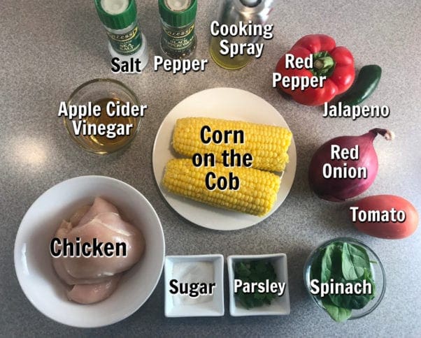 Simple ingredients for Grilled Chicken with Corn Salsa on Meal Planning Mommies - Just 1 WW FreeStyle SmartPoint per serving