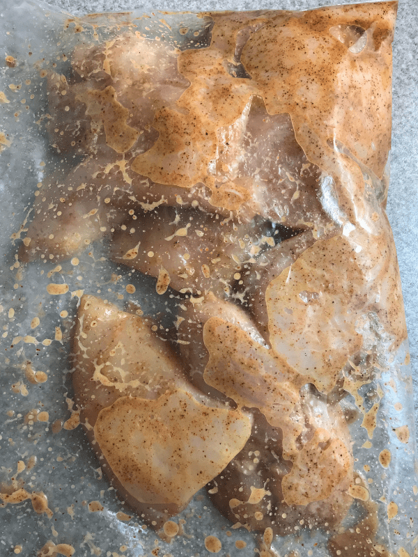 Marinate the chicken in the fajita seasoning in a zip-close bag.