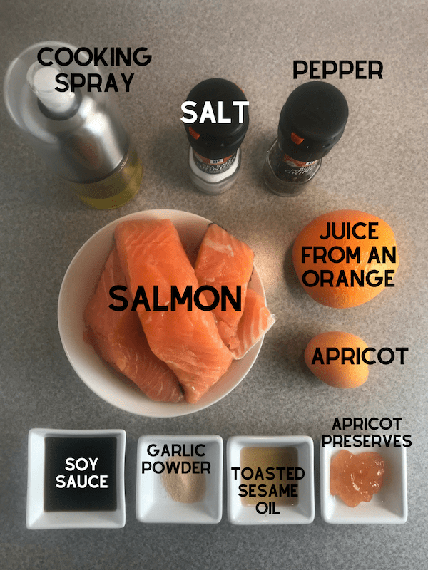 Ingredients used in the Apricot Glazed Salmon on Meal Planning Mommies