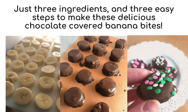 You only need three ingredients to make these dark chocolate covered banana bites. So easy to make and they taste delicious. Just 1 WW SP per bite!